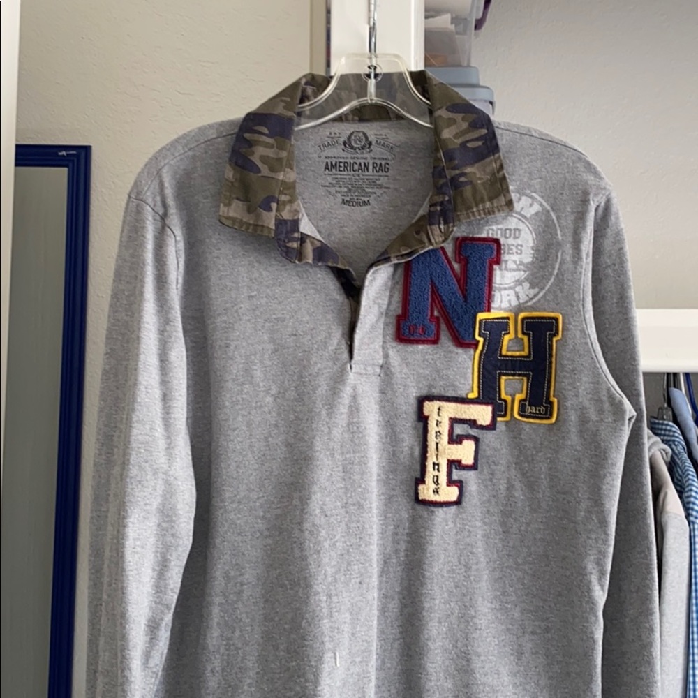 Varsity Letter long sleeve polo
